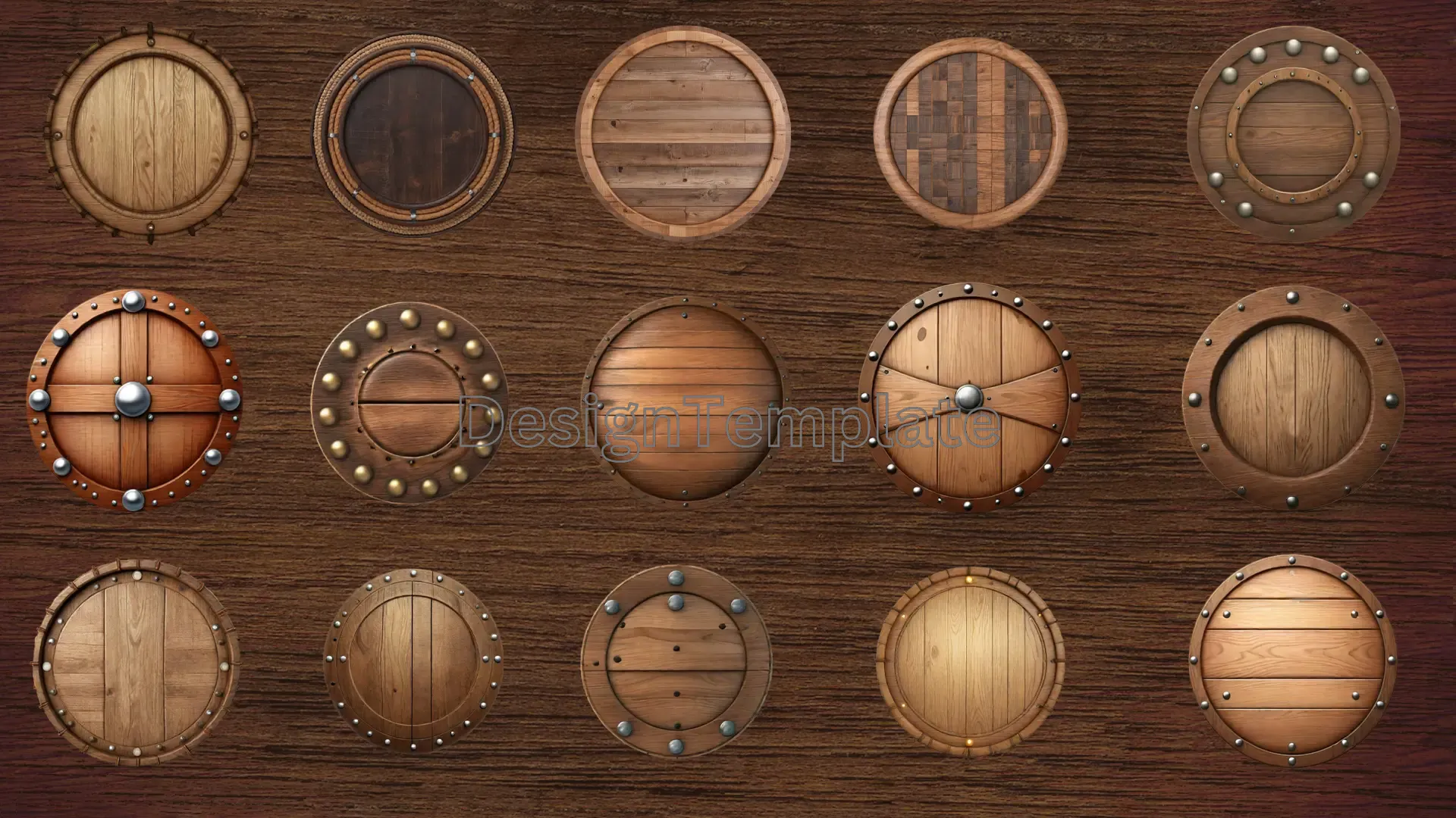 Stylish Antique Wooden Barrels Top 3D Elements Pack image